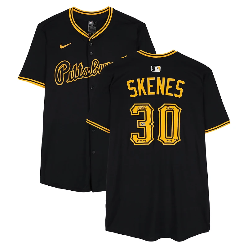 Paul Skenes Pittsburgh Pirates Autographed Black Nike Elite Jersey with Multiple Inscriptions - Limited Edition of 10