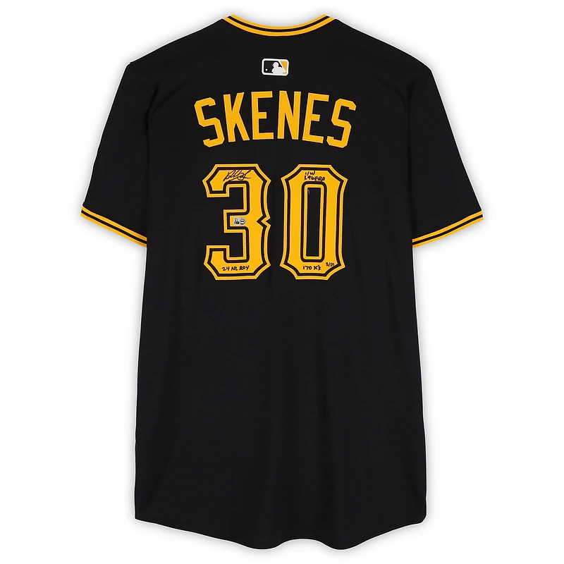 Paul Skenes Pittsburgh Pirates Autographed Black Nike Elite Jersey with Multiple Inscriptions - Limited Edition of 10