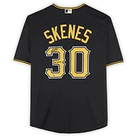 Maillot réplique noir Nike autographié par Paul Skenes des Pirates de Pittsburgh avec inscription « Station-service »