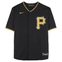 Maillot réplique noir Nike autographié par Paul Skenes des Pirates de Pittsburgh avec inscription « Station-service »