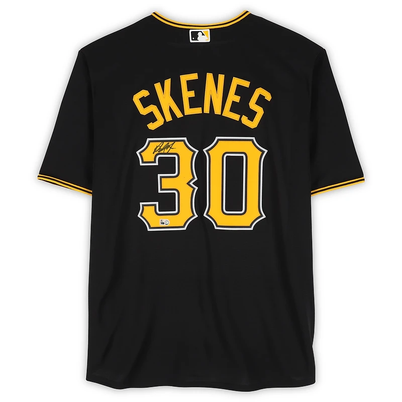 Maillot réplique Nike noir autographié par Paul Skenes des Pirates de Pittsburgh
