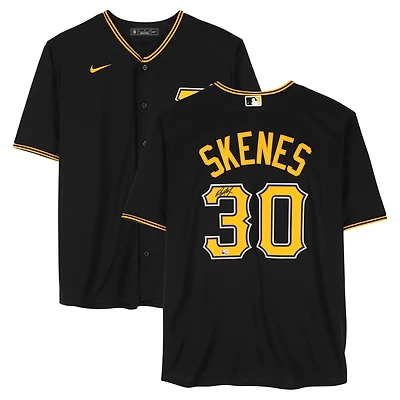 Maillot réplique Nike noir autographié par Paul Skenes des Pirates de Pittsburgh