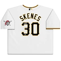 Maillot blanc Nike Limited autographié par Paul Skenes des Pirates de Pittsburgh avec inscription « Raise It »