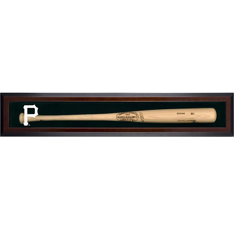Vitrine murale encadrée marron avec logo des Pirates de Pittsburgh (2014-présent) pour une batte