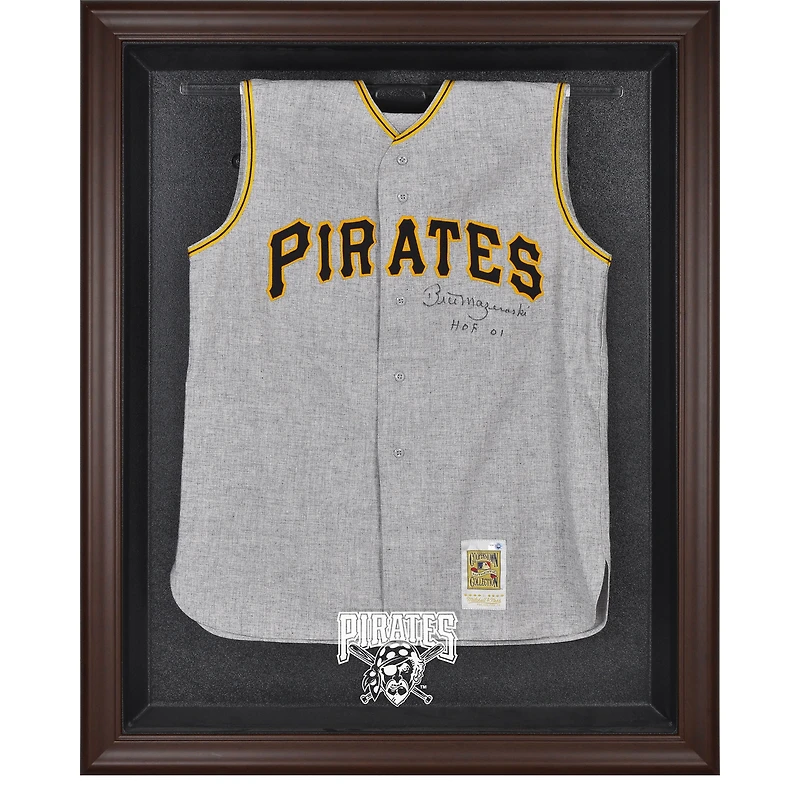 Vitrine de présentation du maillot avec logo encadré marron des Pirates de Pittsburgh