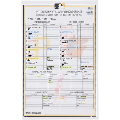 Carte de composition des équipes des Pirates de Pittsburgh contre les Orioles de Baltimore le 14 mai 2023