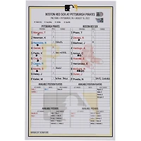 Carte de composition des équipes des Pirates de Pittsburgh contre les Red Sox de Boston le août 2022
