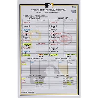 Carte de composition des équipes des Pirates de Pittsburgh contre les Reds de Cincinnati le mai 2022