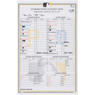 Carte de composition des équipes des Pirates de Pittsburgh contre les Tigers de Détroit le mai 2023