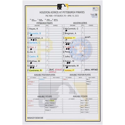 Carte de composition des équipes des Pirates de Pittsburgh contre les Astros de Houston le avril 2023
