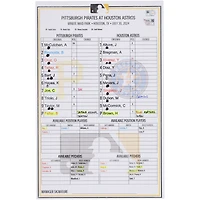 Pittsburgh Pirates Game-Used Lineup Card vs. Houston Astros on July 30, 2024