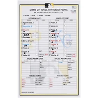 Pittsburgh Pirates Game-Used Lineup Card vs. Kansas City Royals on September 14, 2024