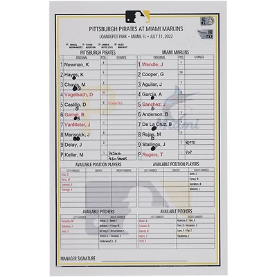 Carte de composition des équipes des Pirates de Pittsburgh contre les Marlins de Miami le juillet 2022