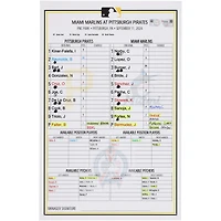 Pittsburgh Pirates Game-Used Lineup Card vs. Miami Marlins on September 11, 2024