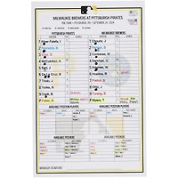 Pittsburgh Pirates Game-Used Lineup Card vs. Milwaukee Brewers on September 24, 2024