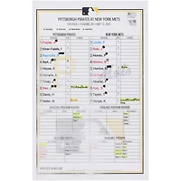Carte de composition des équipes des Pirates de Pittsburgh contre les Mets de New York