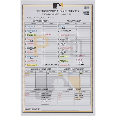 Carte de composition des équipes des Pirates de Pittsburgh contre les Padres de San Diego le 27 mai 2022