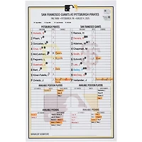 Carte de composition des Pirates de Pittsburgh lors du match contre les Giants de San Francisco