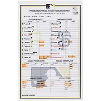 Carte de composition des équipes des Pirates de Pittsburgh lors du match contre les Giants de San Francisco, le 28 juillet 2025