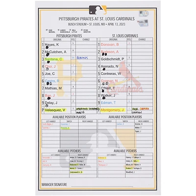 Carte de composition des équipes des Pirates de Pittsburgh contre les Cardinals de Saint-Louis le avril 2023