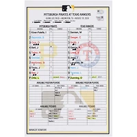 Pittsburgh Pirates Game-Used Lineup Card vs. Texas Rangers on August 19, 2024