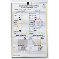 Carte de composition des Pirates de Pittsburgh lors du match contre les Rangers du Texas