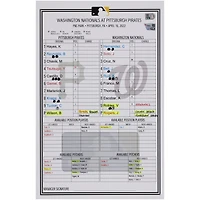 Carte de composition des équipes des Pirates de Pittsburgh contre les Nationals de Washington le avril