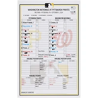 Pittsburgh Pirates Game-Used Lineup Card vs. Washington Nationals on September 5, 2024