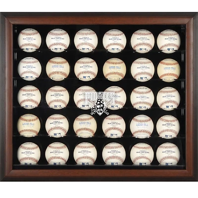 Vitrine de présentation encadrée marron avec logo des Pirates de Pittsburgh pour 30 boules