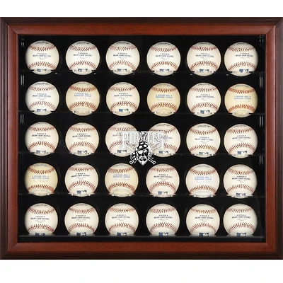 Vitrine encadrée en acajou avec logo des Pirates de Pittsburgh pour 30 boules