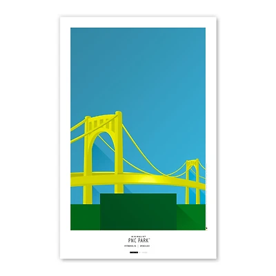 Affiche minimaliste du stade des Pirates de Pittsburgh au PNC Park (11 x 43 cm)