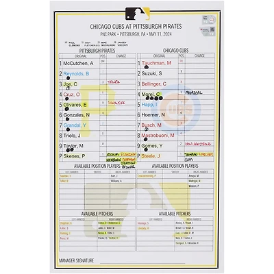 Réplique de la composition de l'équipe des Pirates de Pittsburgh contre les Cubs de Chicago le 11 mai 2024 - Débuts de Paul Skenes en MLB