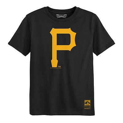 T-shirt Mitchell & Ness noir Pittsburgh Pirates à logo rétro pour enfants d'âge préscolaire