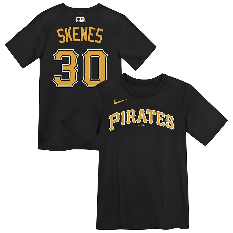T-shirt Nike Paul Skenes noir Pittsburgh Pirates pour enfants d'âge préscolaire (nom et numéro)