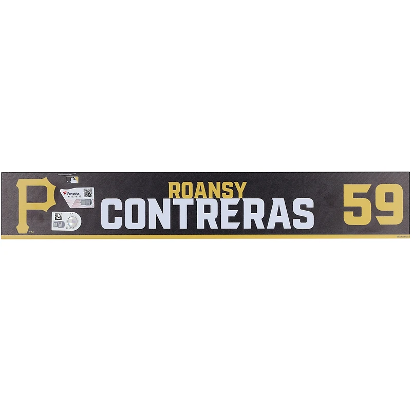 Roansy Contreras Pittsburgh Pirates Player-Issued #59 Black Nameplate de l'entraînement de printemps MLB 2024