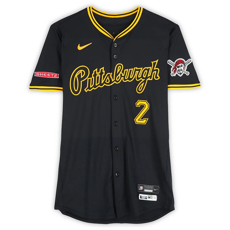 Maillot Nike noir n° 2 de Spencer Horwitz, des Pirates de Pittsburgh, utilisé lors du match contre les Reds de Cincinnati, les 20 et 21 mai 2025