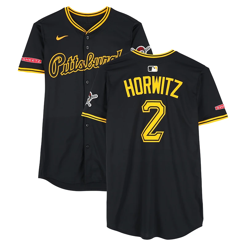 Maillot Nike noir n° 2 de Spencer Horwitz, des Pirates de Pittsburgh, utilisé lors du match contre les Phillies de Philadelphie, le 17 mai 2025