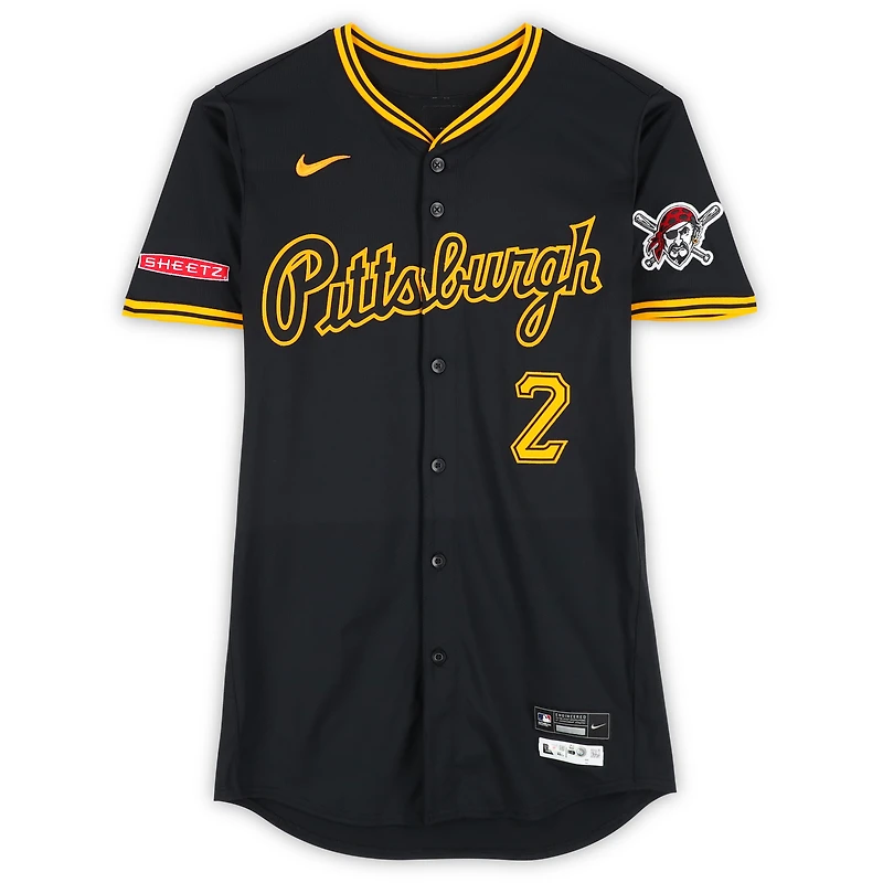 Maillot Nike noir n° 2 de Spencer Horwitz, des Pirates de Pittsburgh, utilisé lors du match contre les Phillies de Philadelphie, le 17 mai 2025