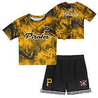 Ensemble t-shirt et short de frappeur champ intérieur pour tout-petits, couleur or/noir, des Pirates Pittsburgh