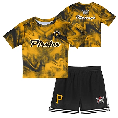 Toddler Gold/Black Pittsburgh Pirates Pinch Hitter Infielder T-Shirt & Shorts Set