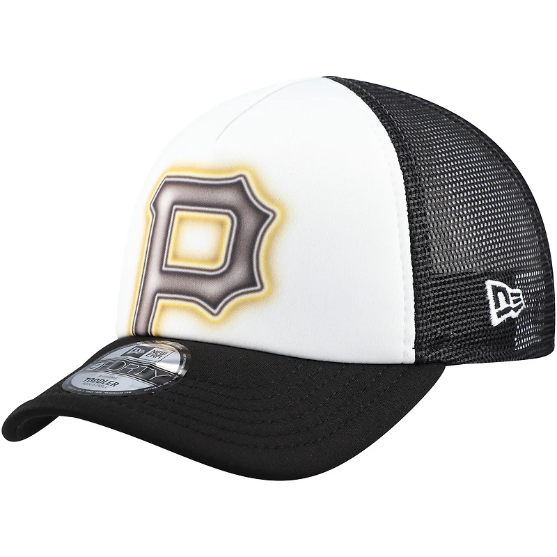 Toddler New Era  White/Black Pittsburgh Pirates Painted A-Frame 9FORTY Trucker Adjustable Hat