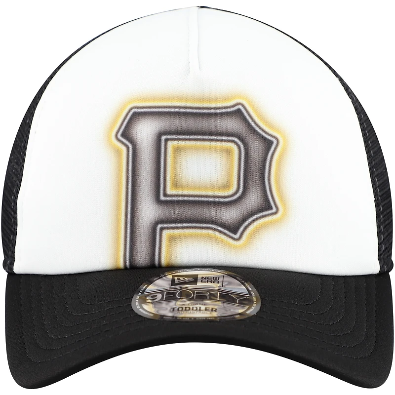 Toddler New Era  White/Black Pittsburgh Pirates Painted A-Frame 9FORTY Trucker Adjustable Hat