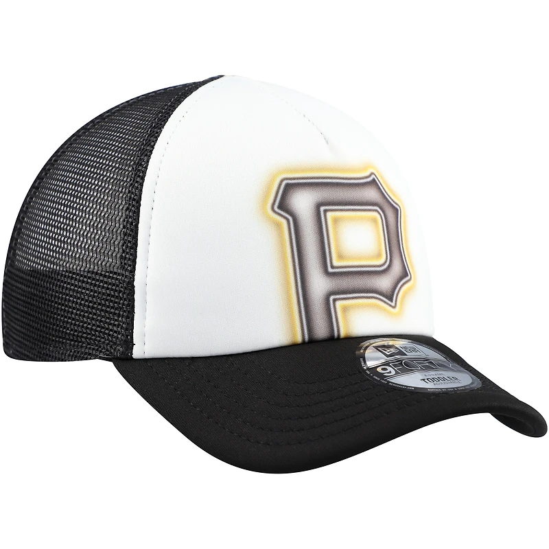 Toddler New Era  White/Black Pittsburgh Pirates Painted A-Frame 9FORTY Trucker Adjustable Hat
