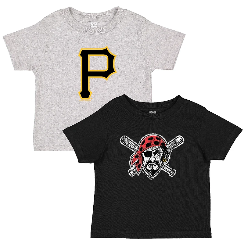 Toddler Soft as a Grape Black/Heather Gray Pittsburgh Pirates Cooperstown Collection Two-Pack T-Shirt Set