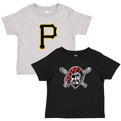 Toddler Soft as a Grape Black/Heather Gray Pittsburgh Pirates Cooperstown Collection Two-Pack T-Shirt Set