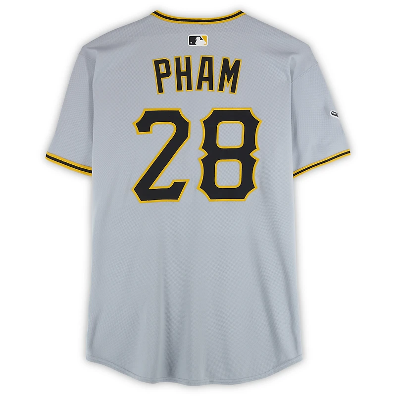 Maillot Nike gris n° 28 de Tommy Pham, des Pirates de Pittsburgh, utilisé lors du match contre les Angels de Los Angeles le 23 avril 2025