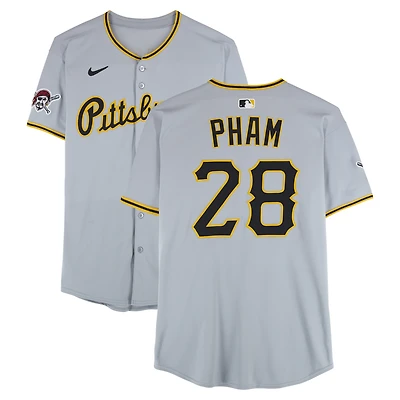 Maillot Nike gris n° 28 de Tommy Pham, des Pirates de Pittsburgh, utilisé lors du match contre les Angels de Los Angeles le 23 avril 2025