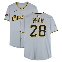 Maillot Nike gris n° 28 de Tommy Pham, des Pirates de Pittsburgh, utilisé lors du match contre les Angels de Los Angeles le 23 avril 2025