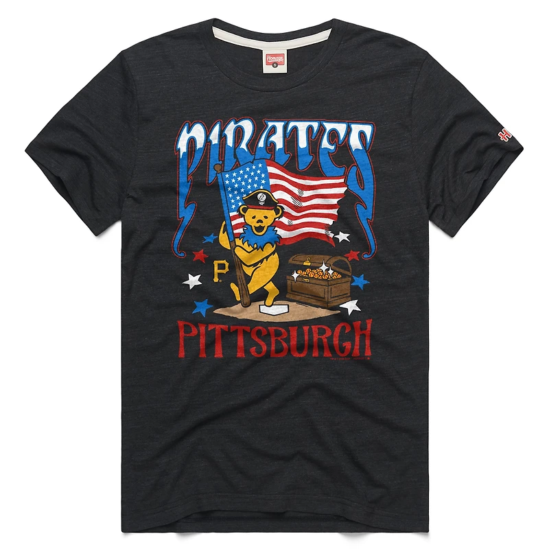 Unisex Homage Charcoal Pittsburgh Pirates MLB x Grateful Dead Americana Tri-Blend T-Shirt