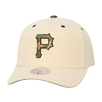 Unisex Mitchell & Ness Cream Pittsburgh Pirates Camo Logo Pro Crown Snapback Hat